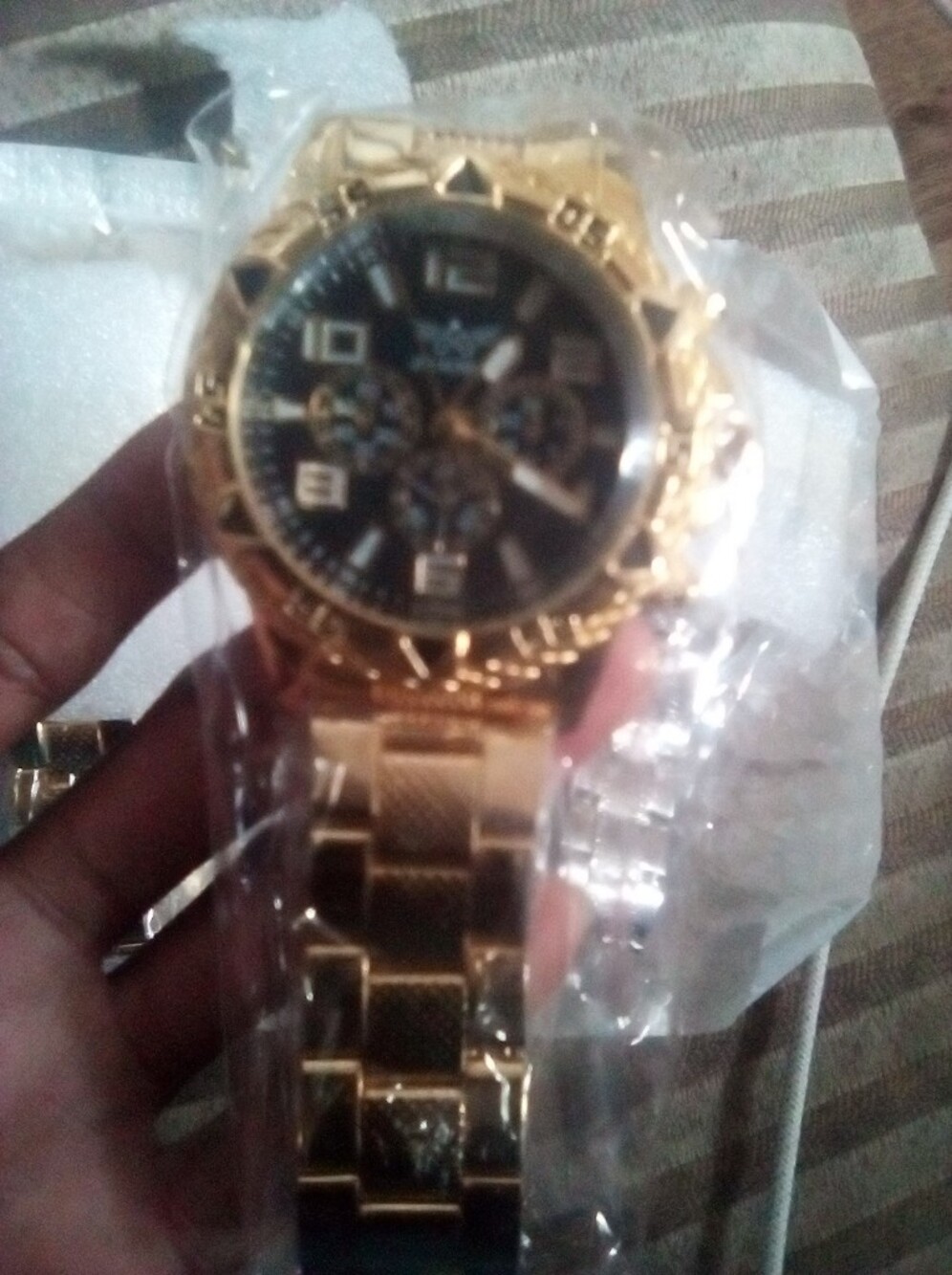 Men's Gold Tone Chronograph Jacket Watch -